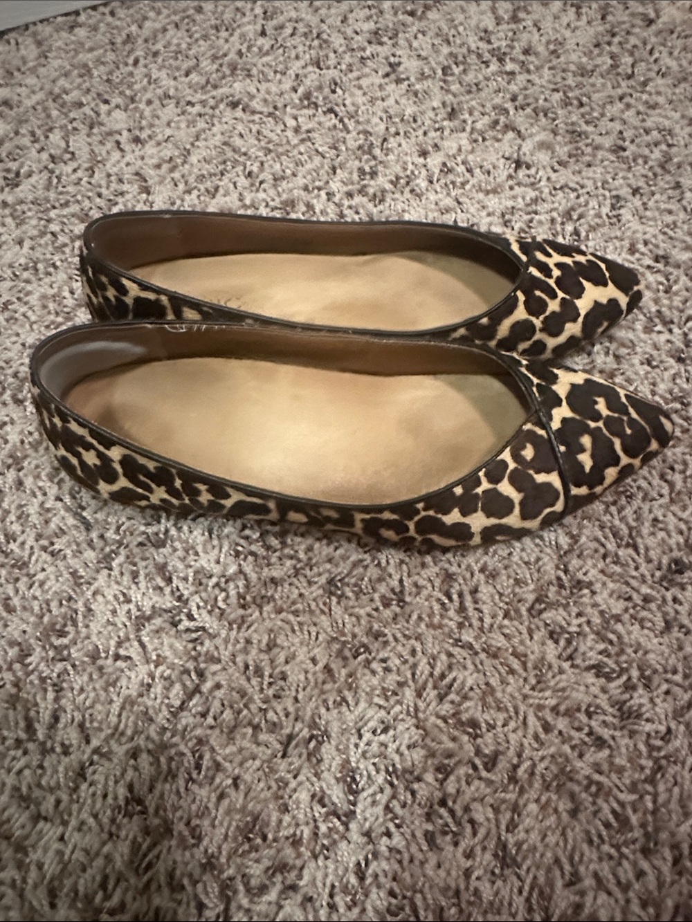 Vionic Caballo Flats Pointed Toe Leopard Calf Hair Size 8